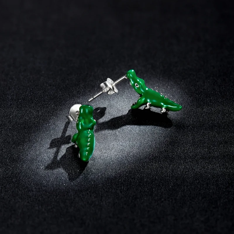 (image for) Pandora Style Funny Little Crocodile Stud Earrings - BSE562 - View 5