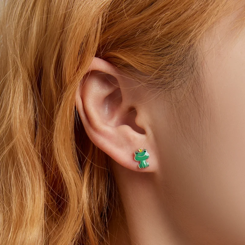 (image for) Pandora Style Funny Little Frog Stud Earrings - SCE1380 - View 5