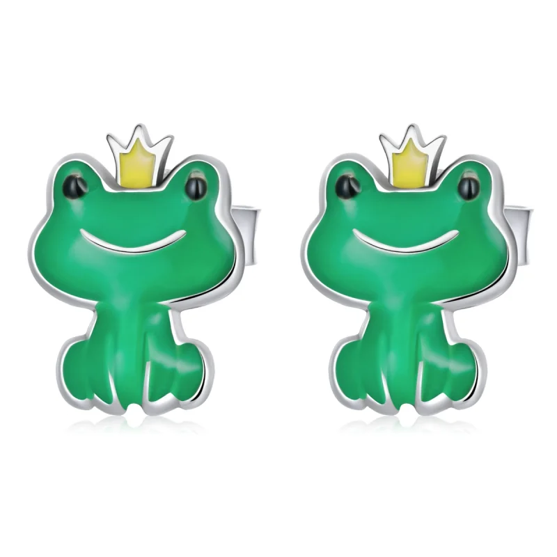 (image for) Pandora Style Funny Little Frog Stud Earrings - SCE1380 - Product Image