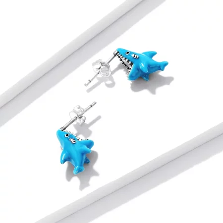 Pandora Style Funny Little Shark Stud Earrings - BSE563