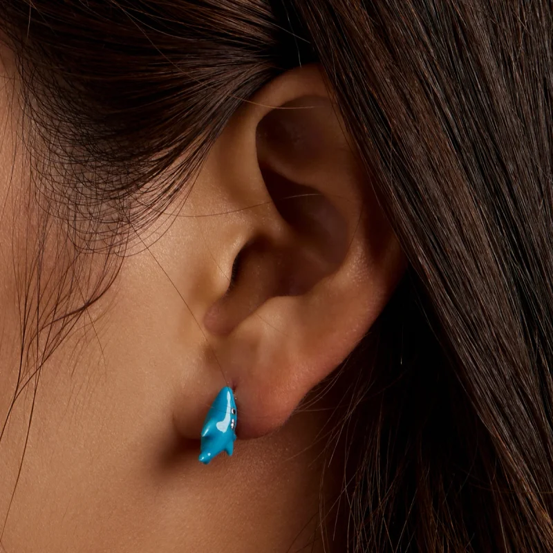 (image for) Pandora Style Funny Little Shark Stud Earrings - BSE563 - View 7
