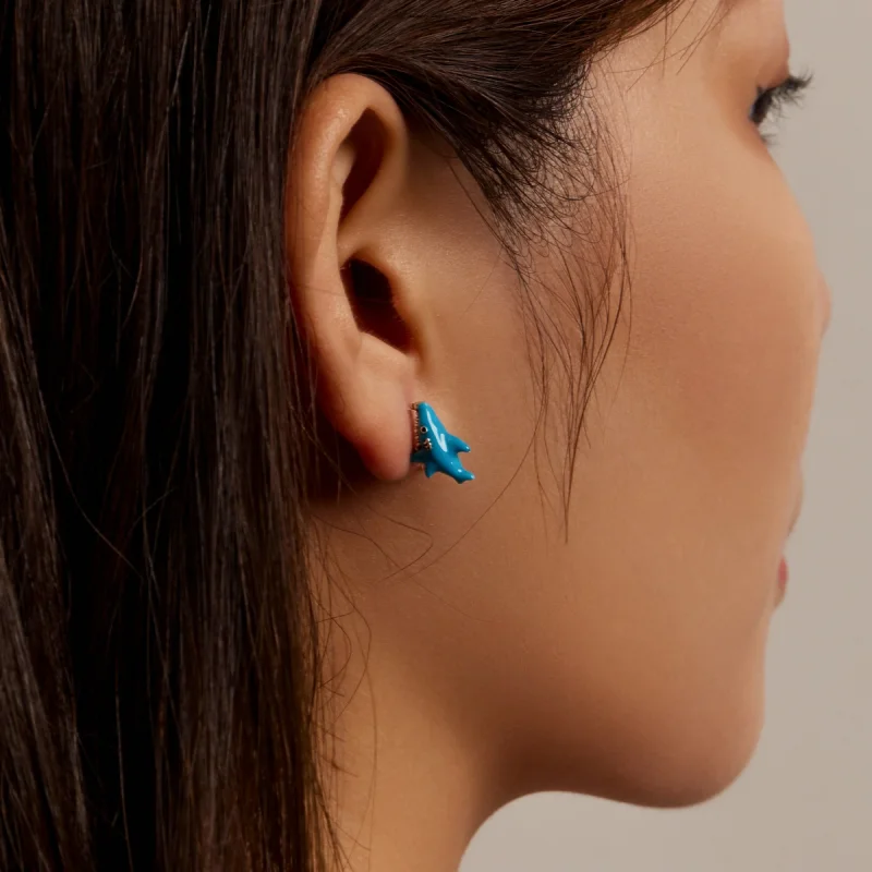 (image for) Pandora Style Funny Little Shark Stud Earrings - BSE563 - View 8