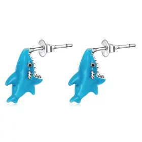 Pandora Style Funny Little Shark Stud Earrings - BSE563