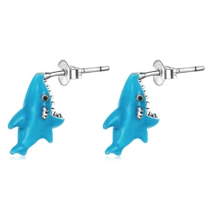 (image for) Pandora Style Funny Little Shark Stud Earrings - BSE563
