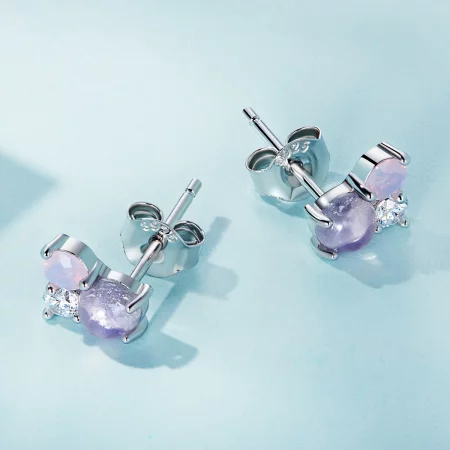 Pandora Style Gem Stitching Stud Earrings - SCE1451