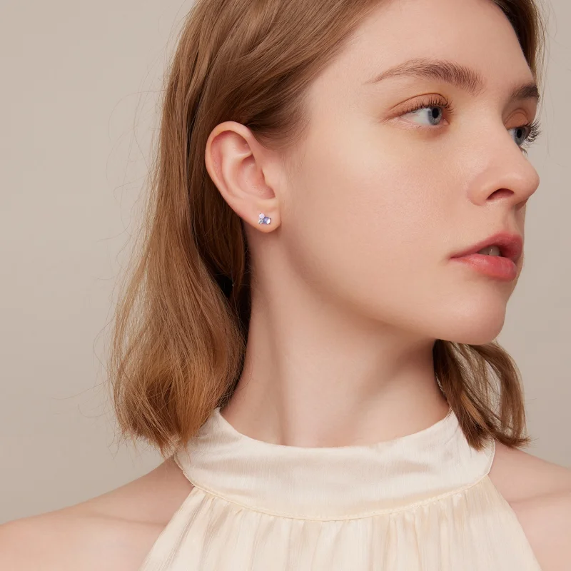 (image for) Pandora Style Gem Stitching Stud Earrings - SCE1451 - View 6