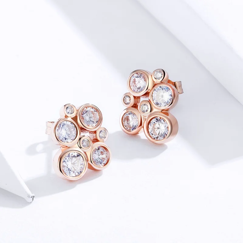 (image for) Pandora Style Geometric Bubble Stud Earrings - SCE810 - View 2