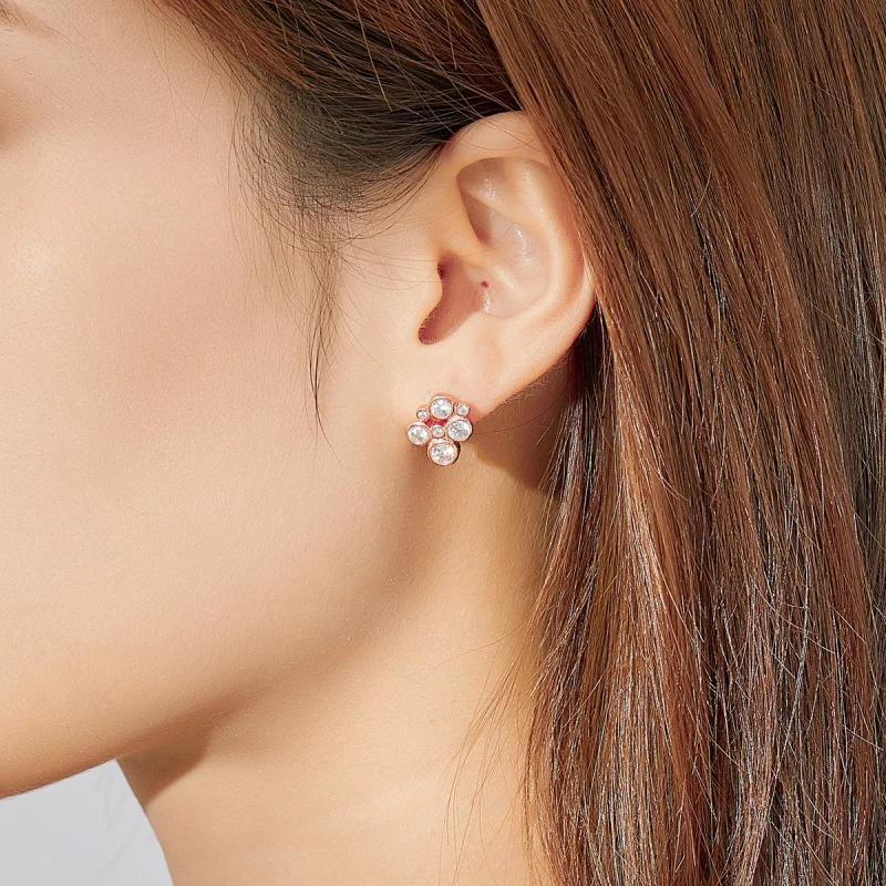 (image for) Pandora Style Geometric Bubble Stud Earrings - SCE810 - View 6