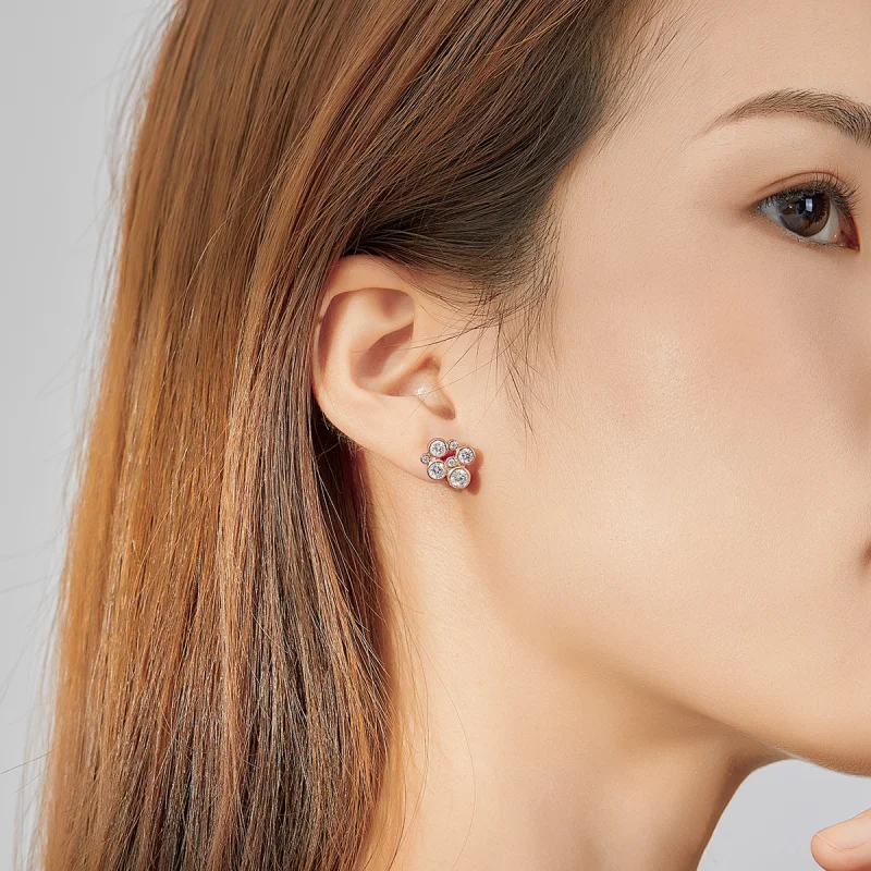 (image for) Pandora Style Geometric Bubble Stud Earrings - SCE810 - View 7