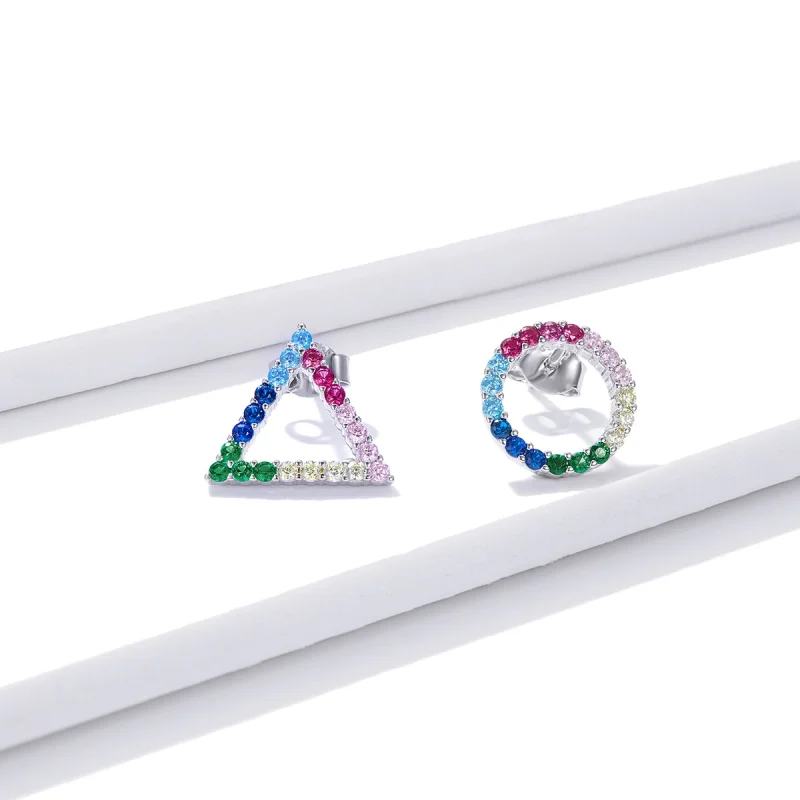 (image for) Pandora Style Geometry Stud Earrings - BSE482 - View 2