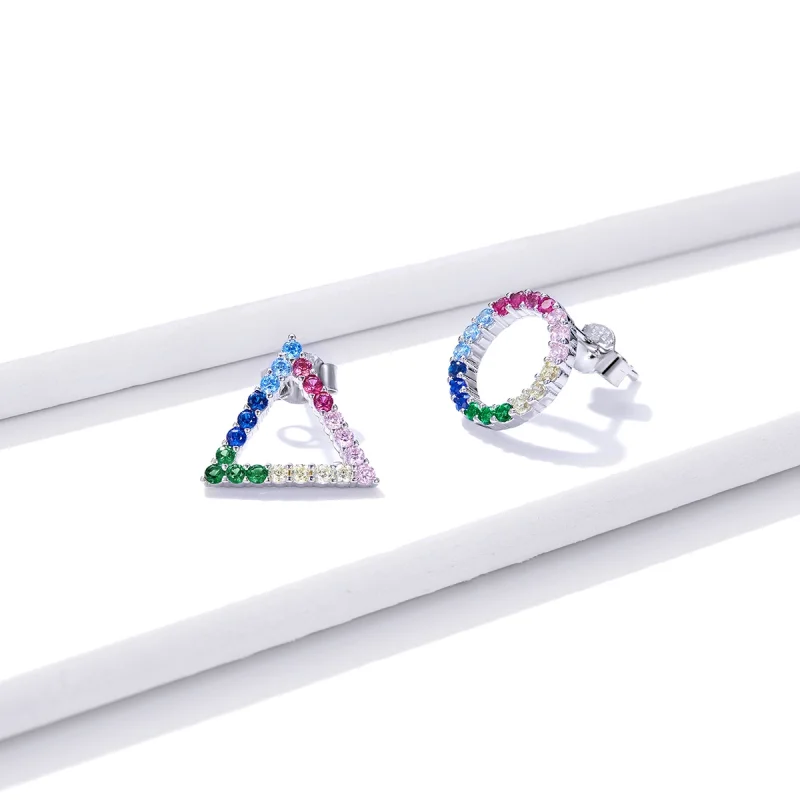 (image for) Pandora Style Geometry Stud Earrings - BSE482 - View 3