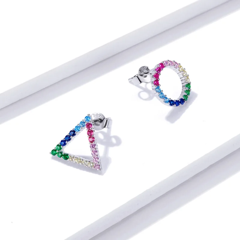 (image for) Pandora Style Geometry Stud Earrings - BSE482 - View 4