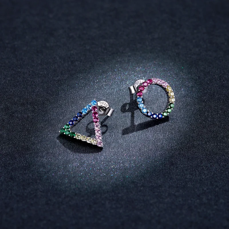 (image for) Pandora Style Geometry Stud Earrings - BSE482 - View 5