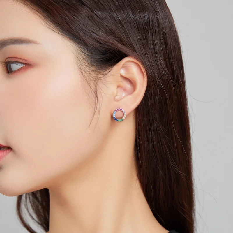 (image for) Pandora Style Geometry Stud Earrings - BSE482 - View 6