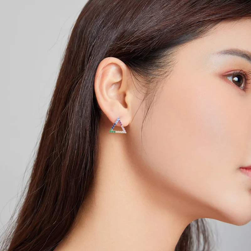 (image for) Pandora Style Geometry Stud Earrings - BSE482 - View 9