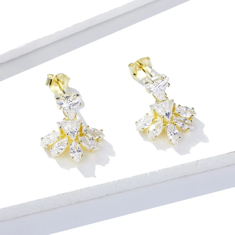 (image for) Pandora Style Golden Memories Stud Earrings - BSE226 - View 3
