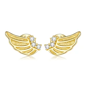 Pandora Style Golden Wings Stud Earrings - BSE524