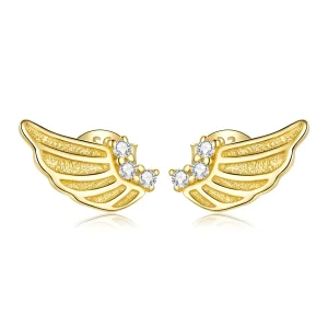(image for) Pandora Style Golden Wings Stud Earrings - BSE524