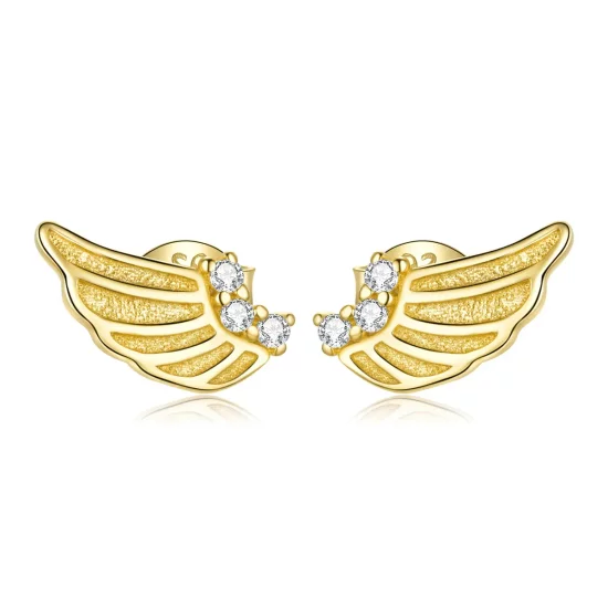 Pandora Style Golden Wings Stud Earrings - BSE524