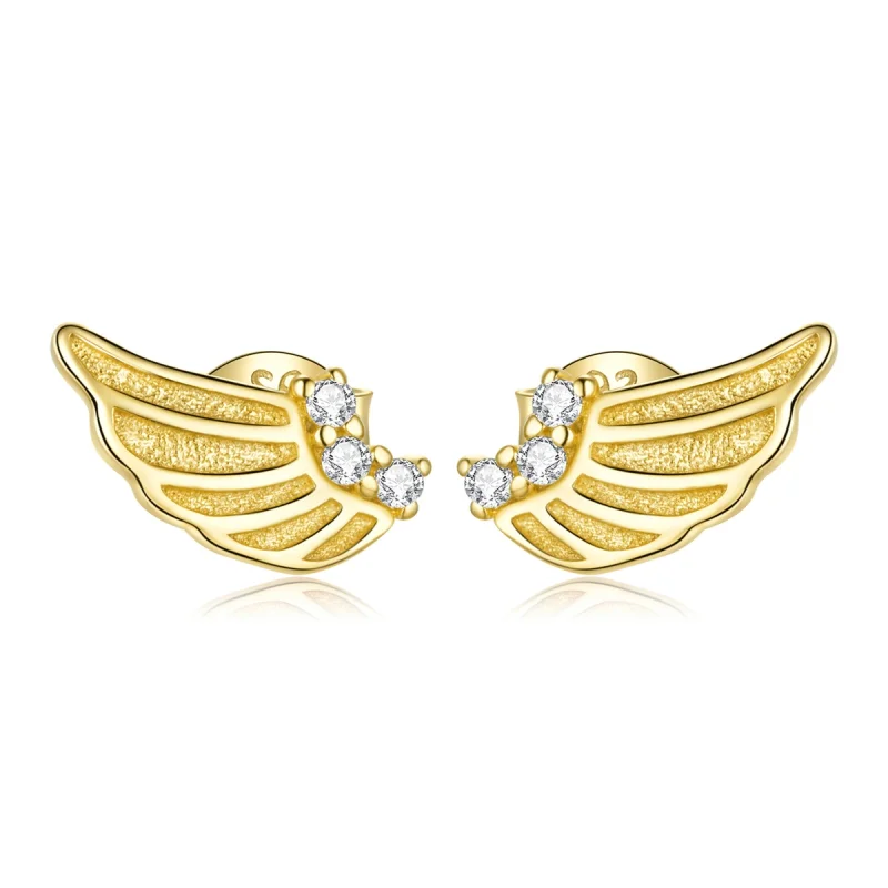 (image for) Pandora Style Golden Wings Stud Earrings - BSE524 - Product Image