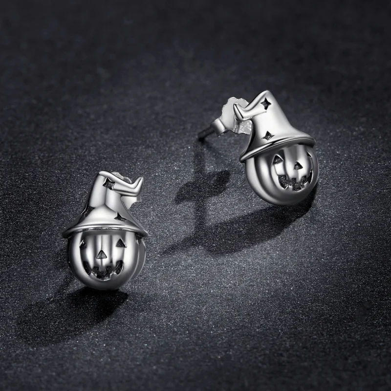 (image for) Pandora Style Halloween Pumpkin Stud Earrings - BSE537 - View 5