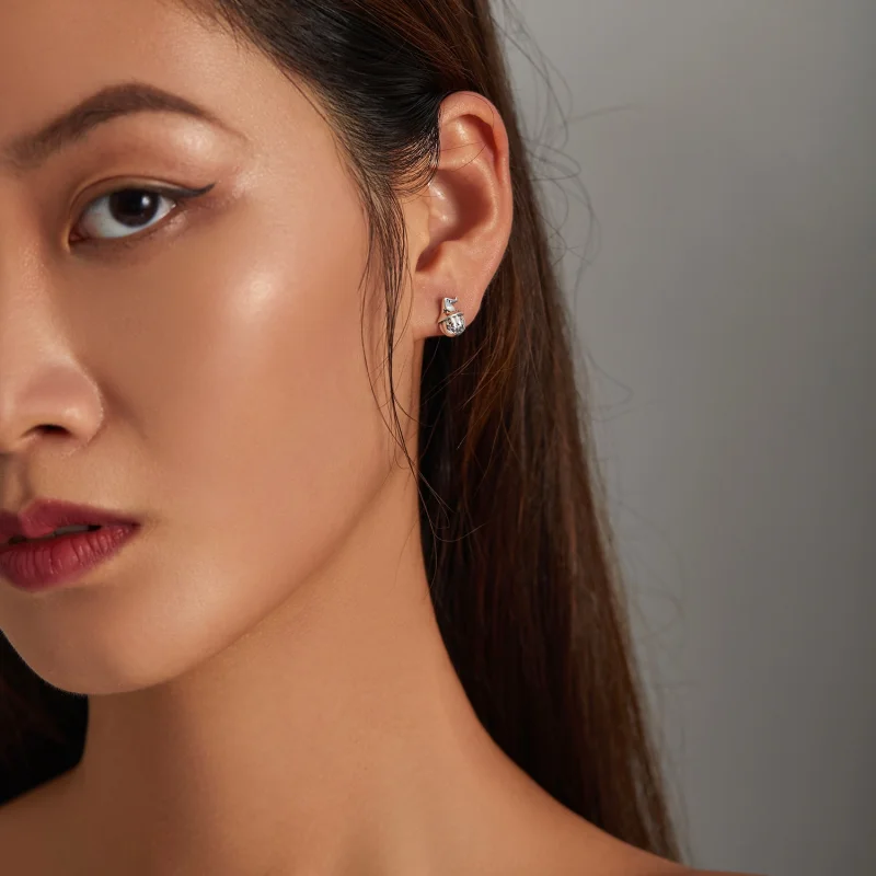 (image for) Pandora Style Halloween Pumpkin Stud Earrings - BSE537 - View 6