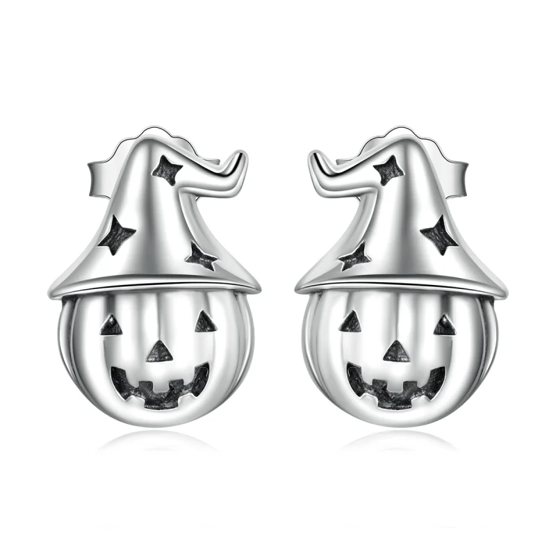 (image for) Pandora Style Halloween Pumpkin Stud Earrings - BSE537 - Product Image