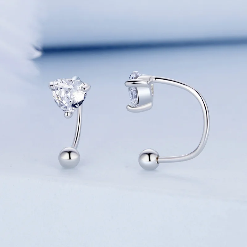 (image for) Pandora Style Heart Thread Stud Earrings - BSE697 - View 2