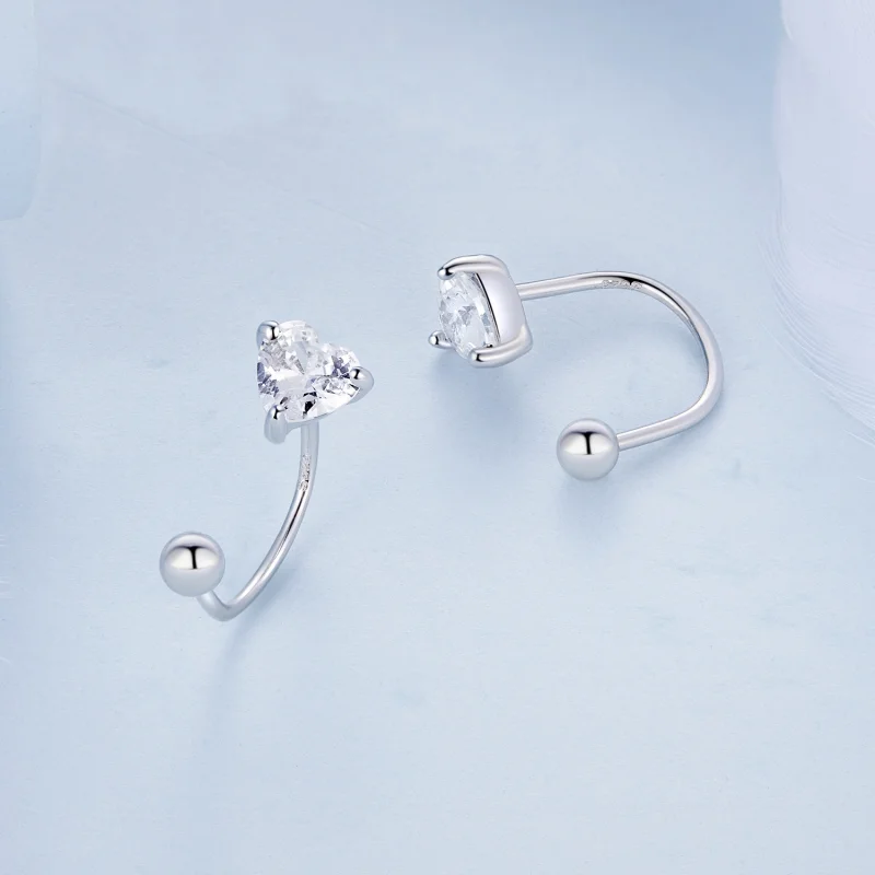 (image for) Pandora Style Heart Thread Stud Earrings - BSE697 - View 3