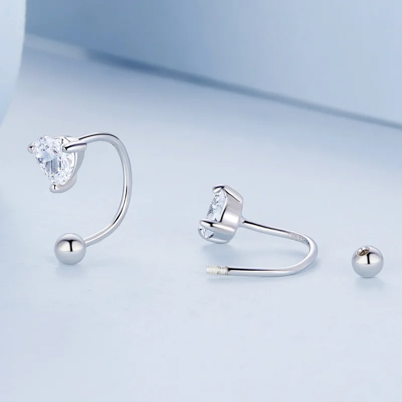 (image for) Pandora Style Heart Thread Stud Earrings - BSE697 - View 4