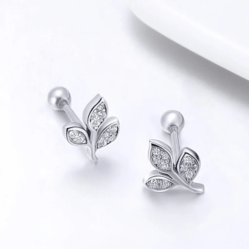 (image for) Pandora Style Listening to The Leaves Stud Earrings - SCE431 - View 2