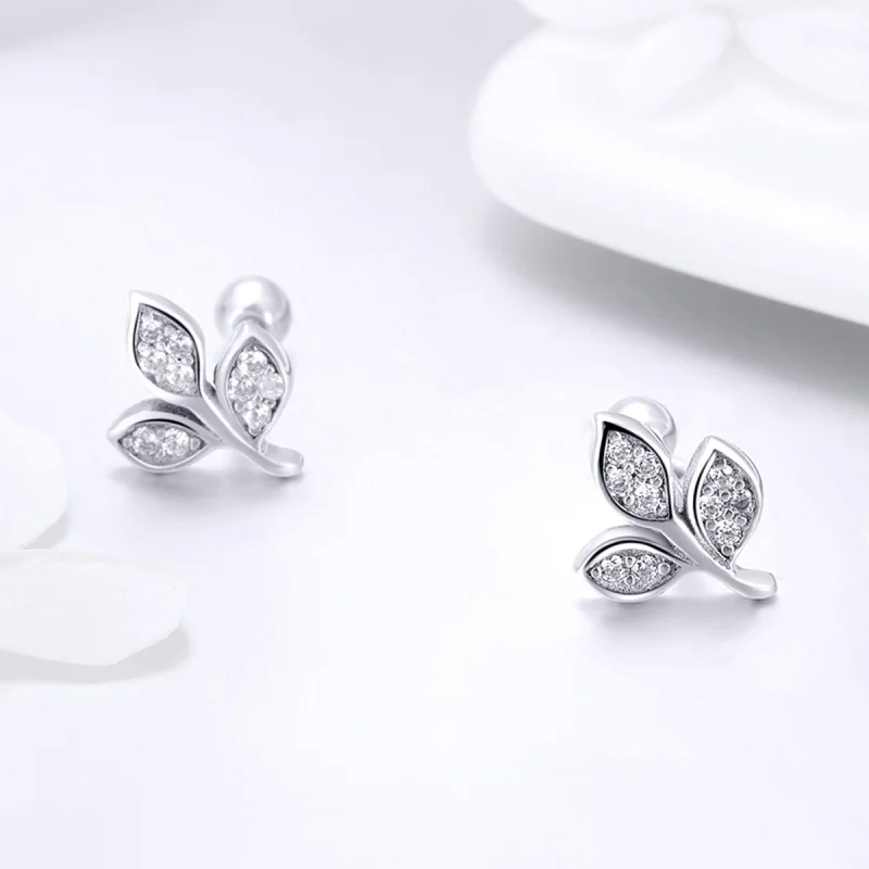 (image for) Pandora Style Listening to The Leaves Stud Earrings - SCE431 - View 3