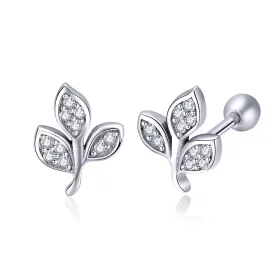 Pandora Style Listening to The Leaves Stud Earrings - SCE431 Pandora Style Listening to The Leaves Stud Earrings - SCE431