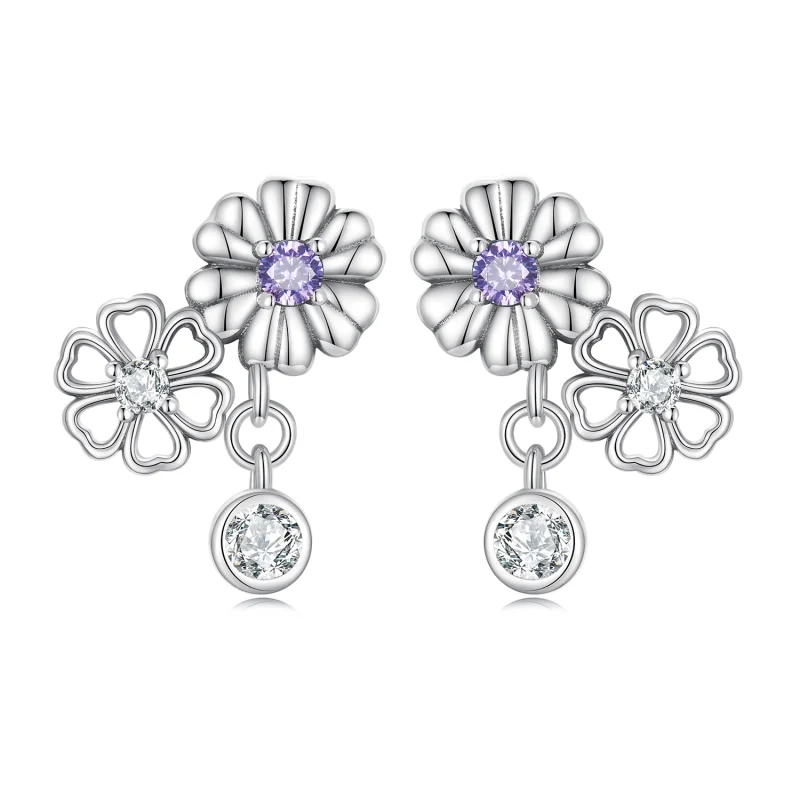 (image for) Pandora Style Little Daisy Stud Earrings - SCE1514 - Product Image