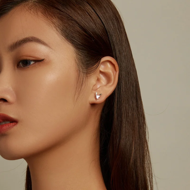 (image for) Pandora Style Love Rabbit Ears Stud Earrings - SCE1365 - View 5