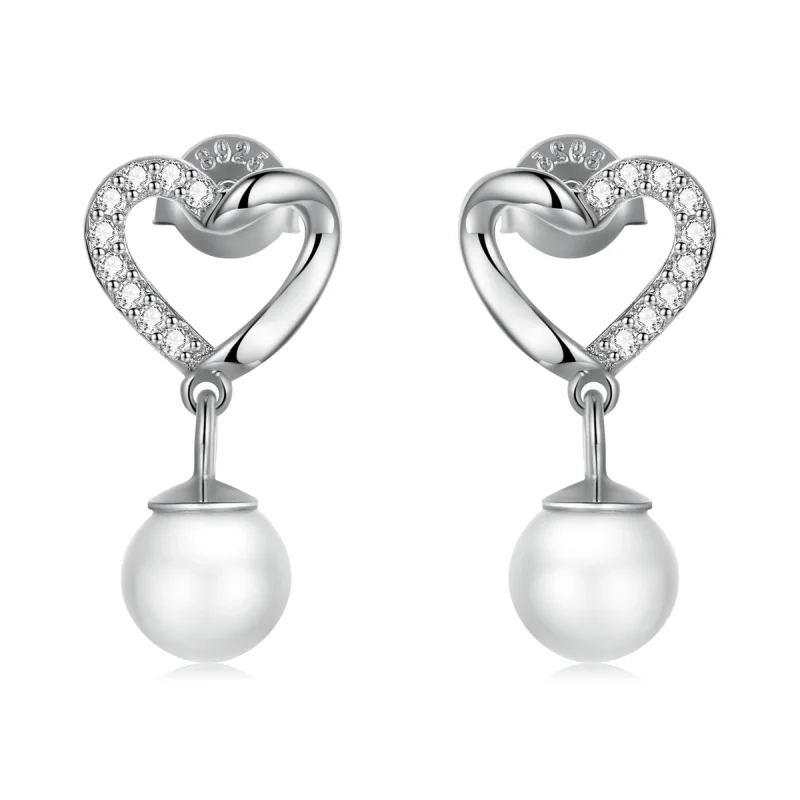 (image for) Pandora Style Love Shell Beads-Elegant Stud Earrings - BSE552 - Product Image