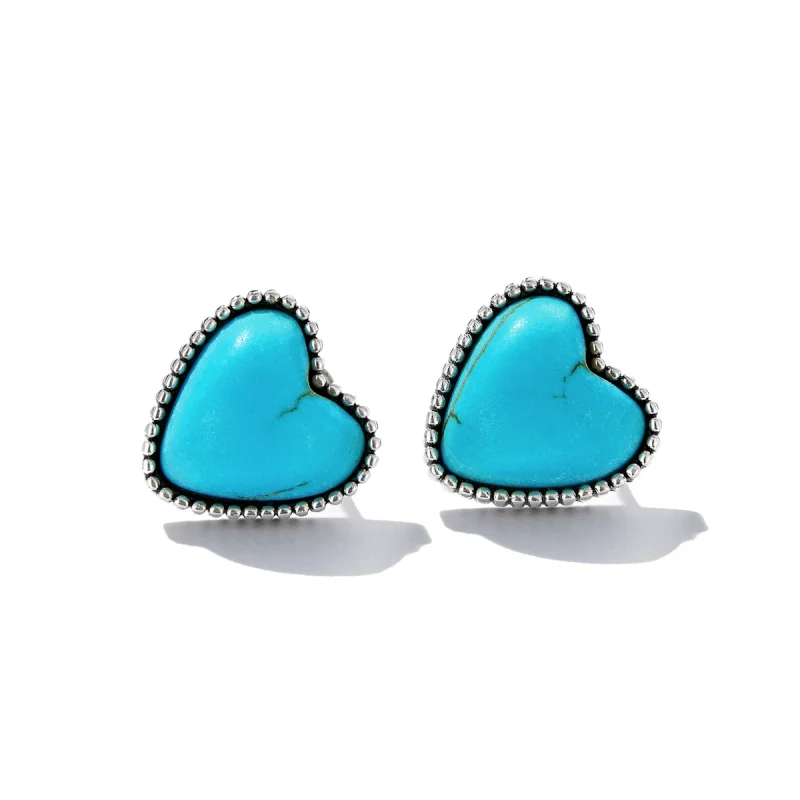 (image for) Pandora Style Love Turquoise Stud Earrings - BSE591 - View 2