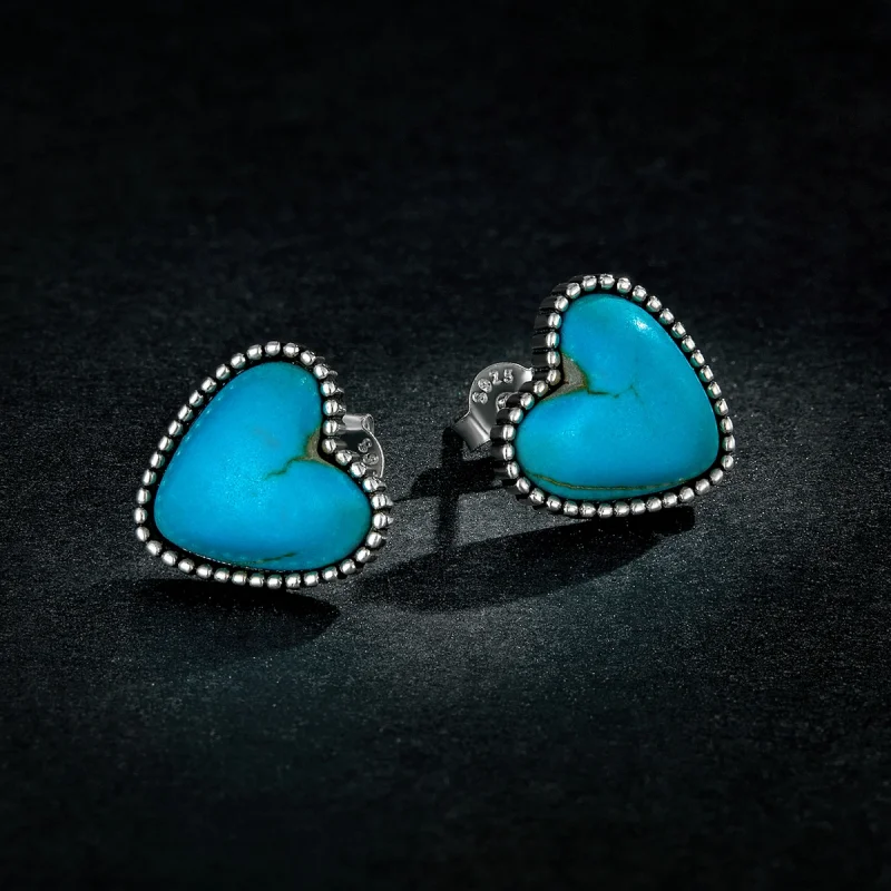 (image for) Pandora Style Love Turquoise Stud Earrings - BSE591 - View 5