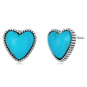 Pandora Style Love Turquoise Stud Earrings - BSE591