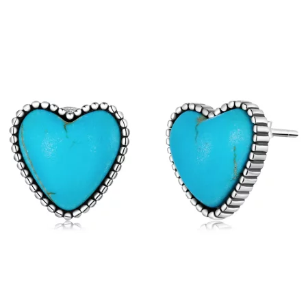Pandora Style Love Turquoise Stud Earrings - BSE591