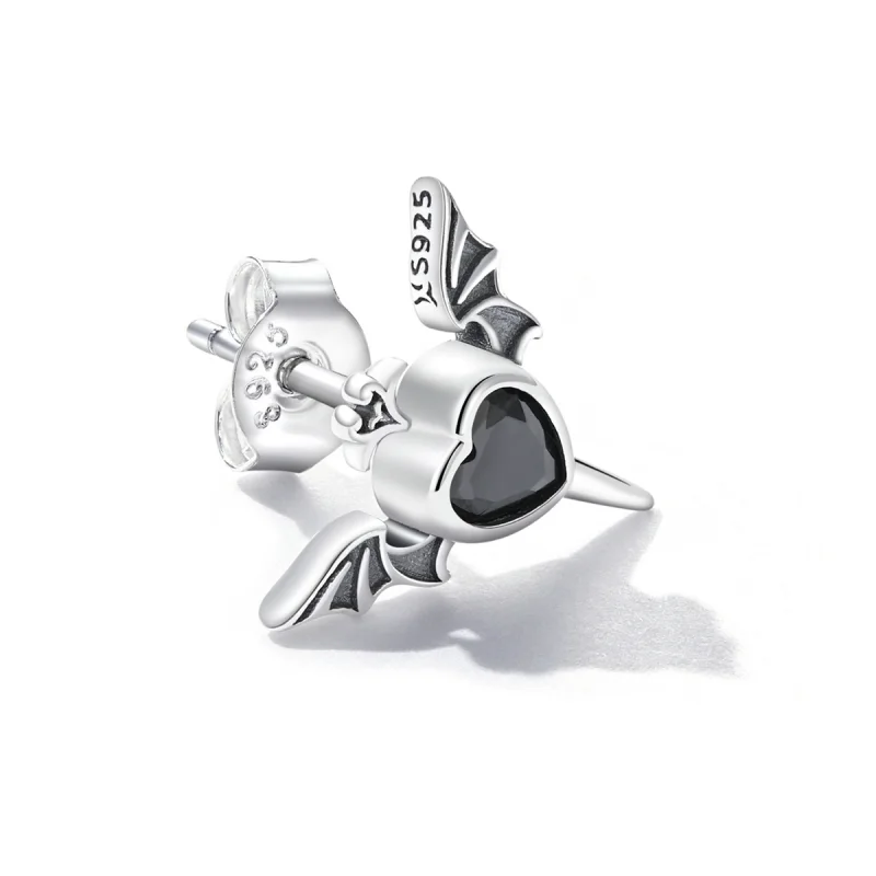 (image for) Pandora Style Love Wings Stud Earrings - SCE1179-BK - View 3