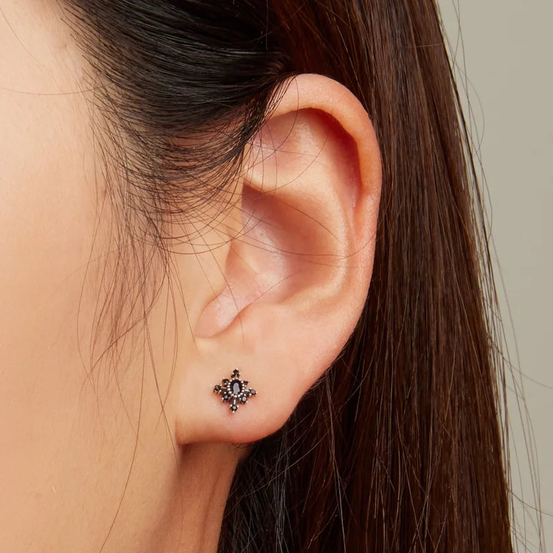 (image for) Pandora Style Mans Star Stud Earrings - SCE1521 - View 5