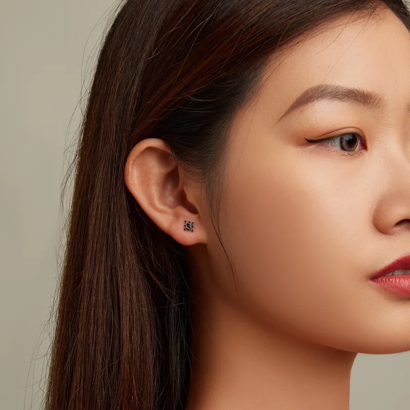 (image for) Pandora Style Mans Star Stud Earrings - SCE1521 - View 7