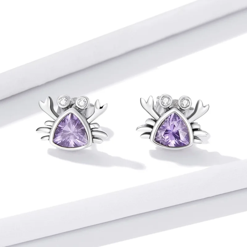 (image for) Pandora Style Mini Crab Stud Earrings - BSE572 - View 2