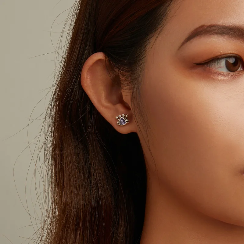 (image for) Pandora Style Mini Crab Stud Earrings - BSE572 - View 6