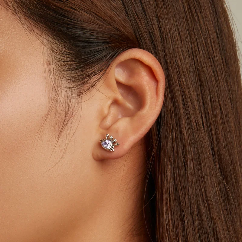 (image for) Pandora Style Mini Crab Stud Earrings - BSE572 - View 8