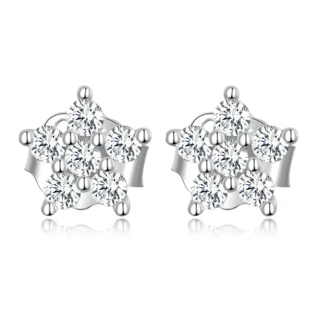 Pandora Style Mini Flower Stud Earrings - BSE598-A