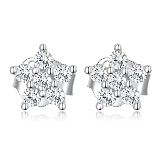 Pandora Style Mini Flower Stud Earrings - BSE598-A