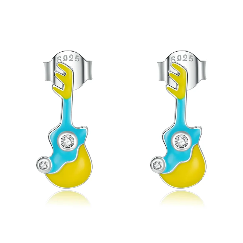 (image for) Pandora Style Mini Guitar Stud Earrings - SCE1217 - Product Image