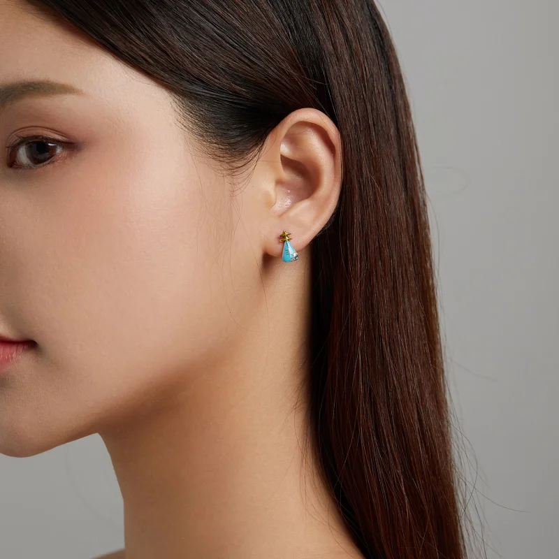 (image for) Pandora Style Mini Lute Stud Earrings - SCE1216 - View 4